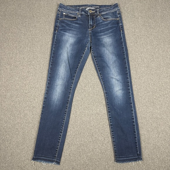 Articles Of Society Denim - Articles of Society Carly Crop Skinny Jeans Womens 26 Blue Raw Hem Mid Rise